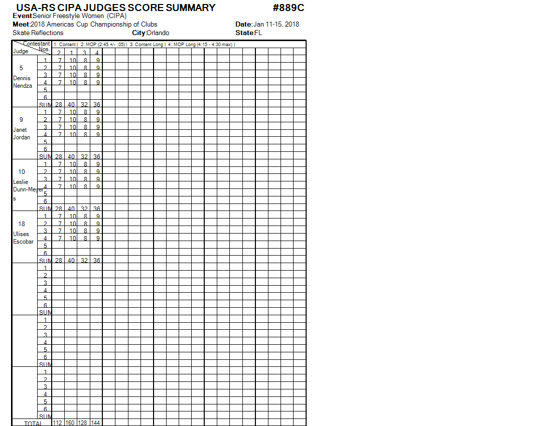 Score Sheet