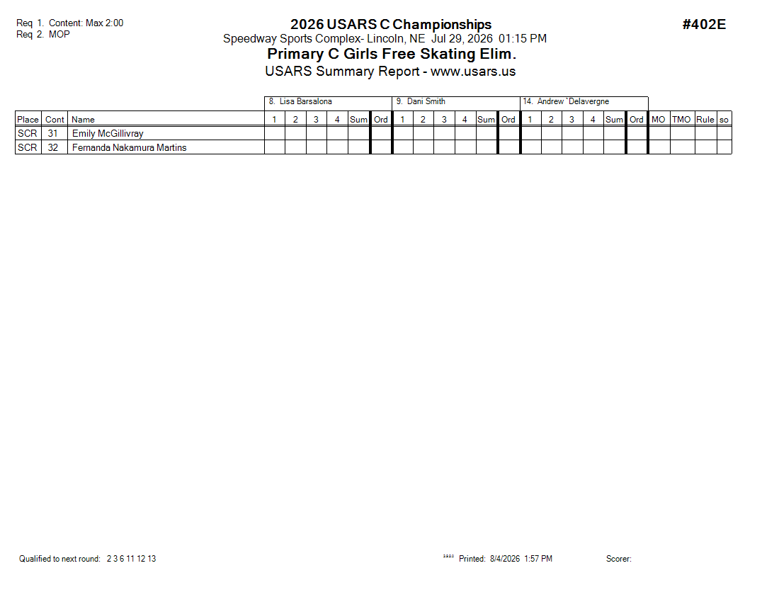 Score Sheet