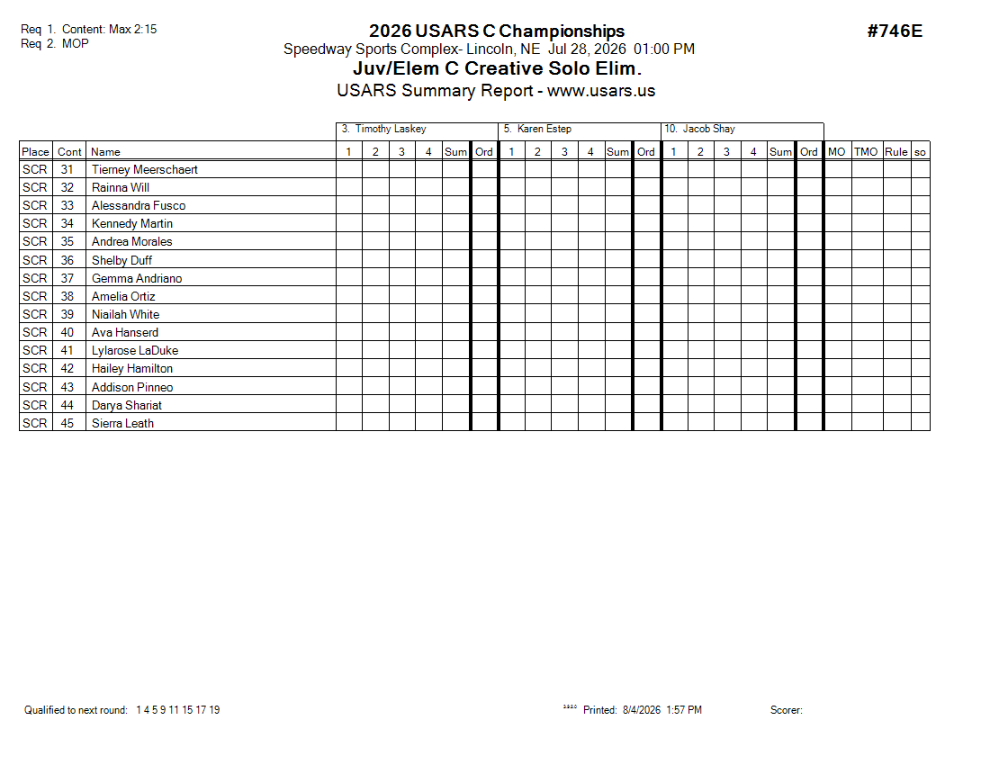 Score Sheet